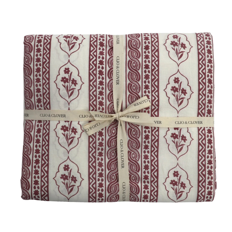 First Bloom Linen Blend Tablecloth - Ruby Red
