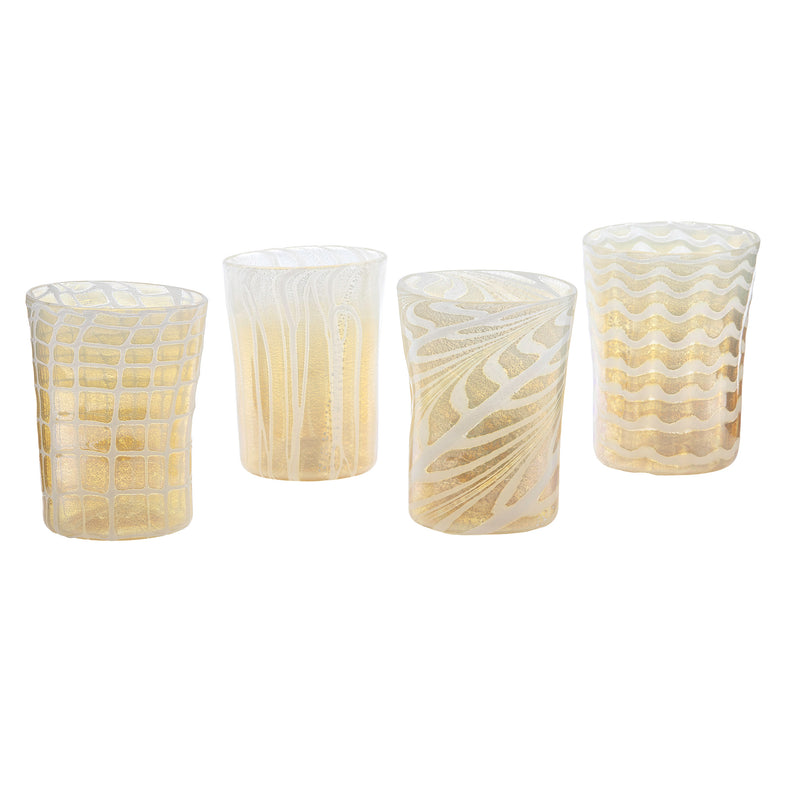 Ernest Handmade White & Gold Murano Tumbler Glass - Set of 4