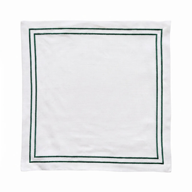 Embroidered Double Stripe Linen Napkins