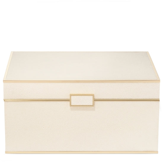 Luxe Shagreen Cream Jewelry Box