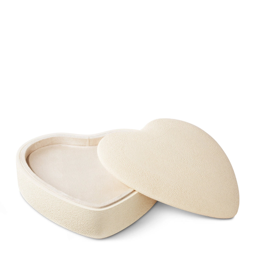 Shagreen Heart Cream Jewelry Box