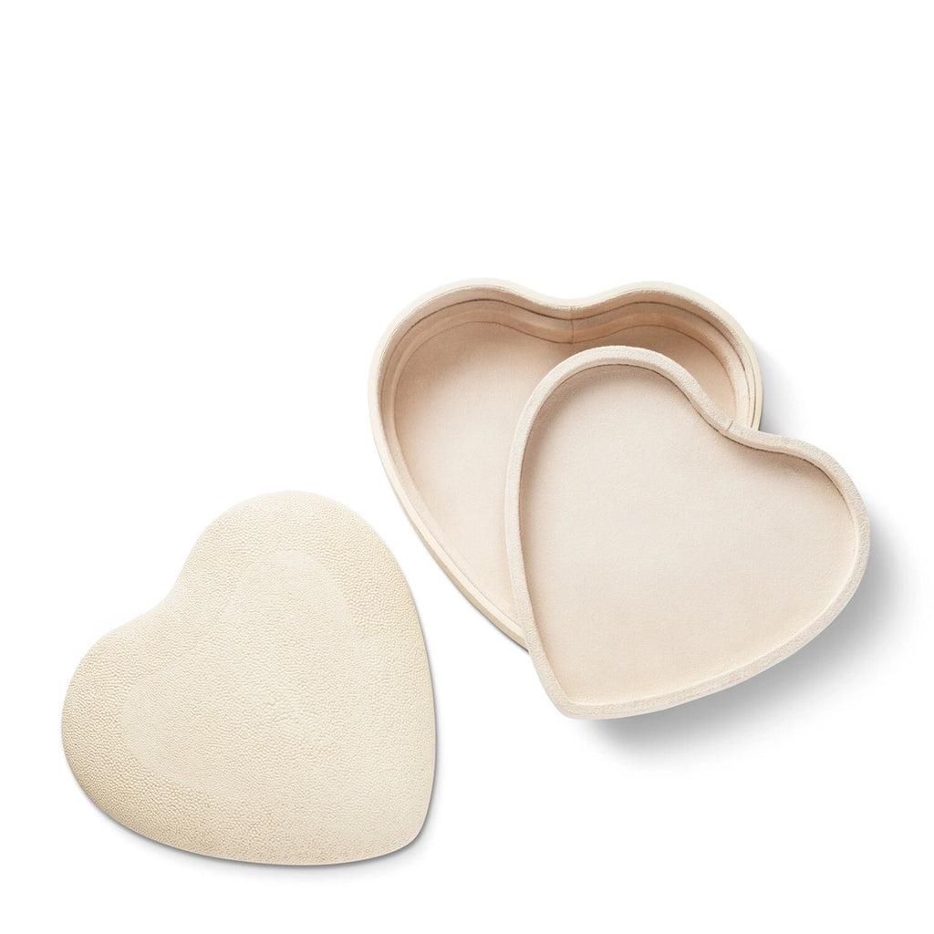 Shagreen Heart Cream Jewelry Box