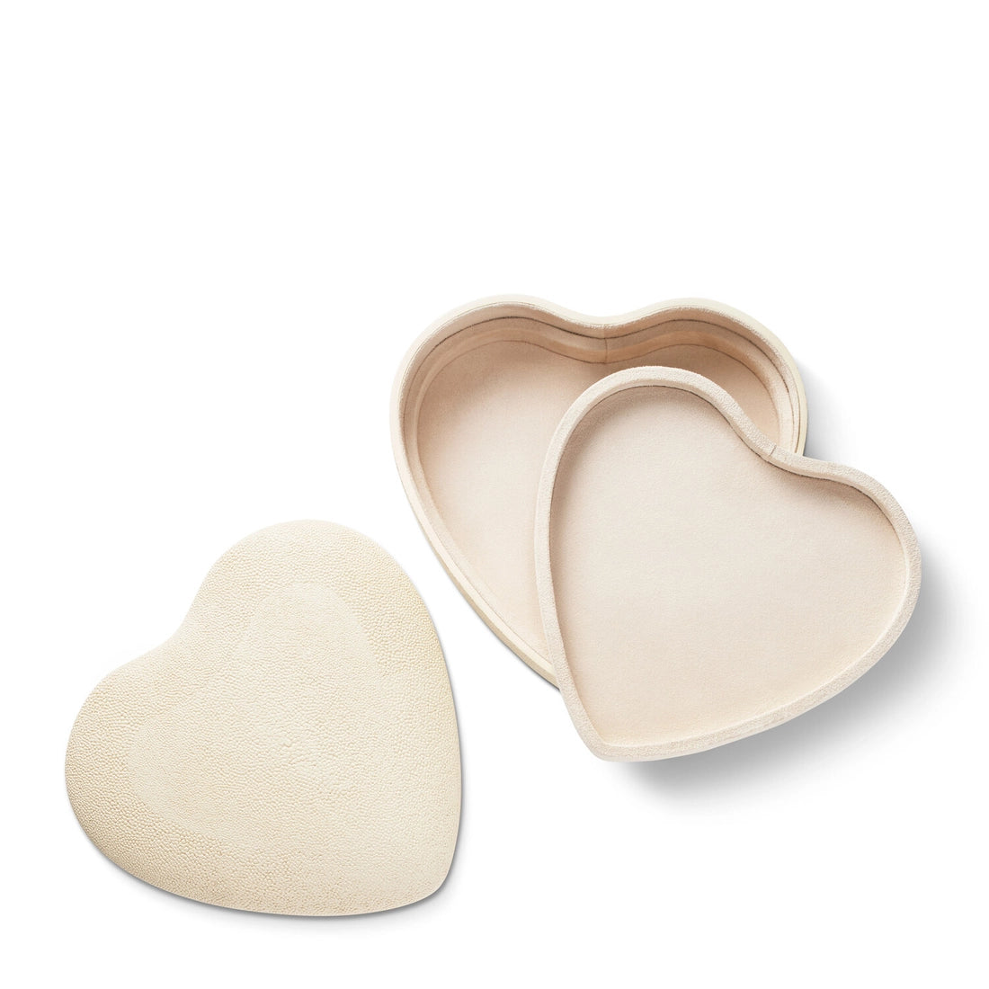 Shagreen Heart Cream Jewelry Box