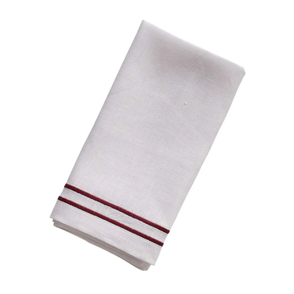 Embroidered Double Stripe Linen Napkins