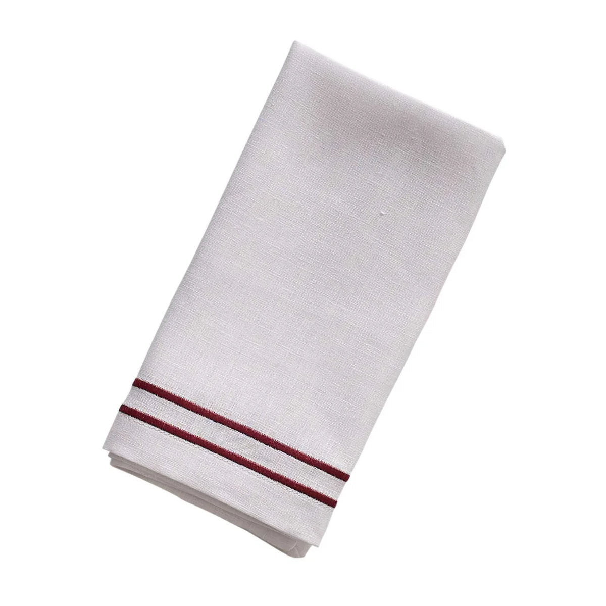 Embroidered Double Stripe Linen Napkins