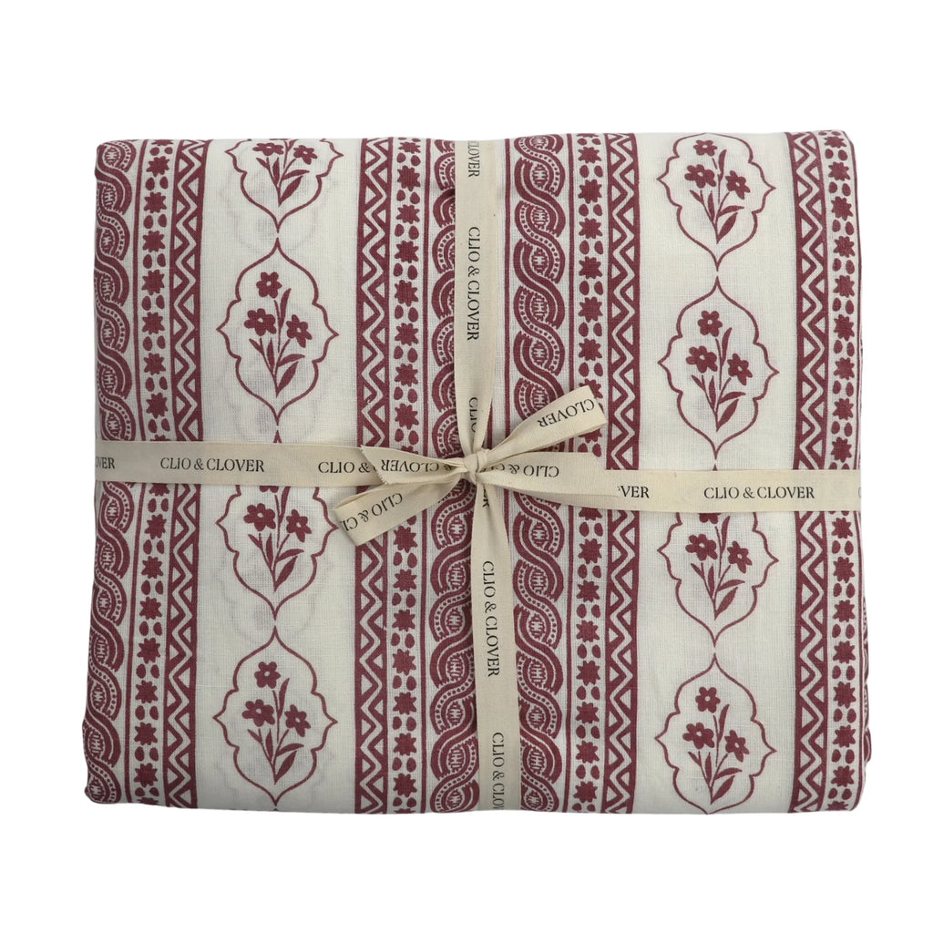 First Bloom Linen Blend Tablecloth - Ruby Red