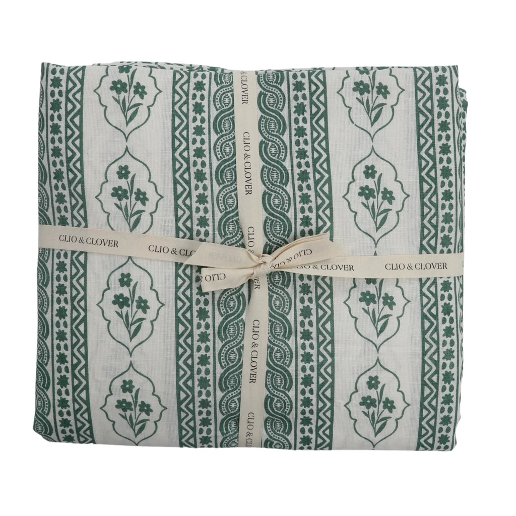 First Bloom Linen Blend Tablecloth - Emerald Green