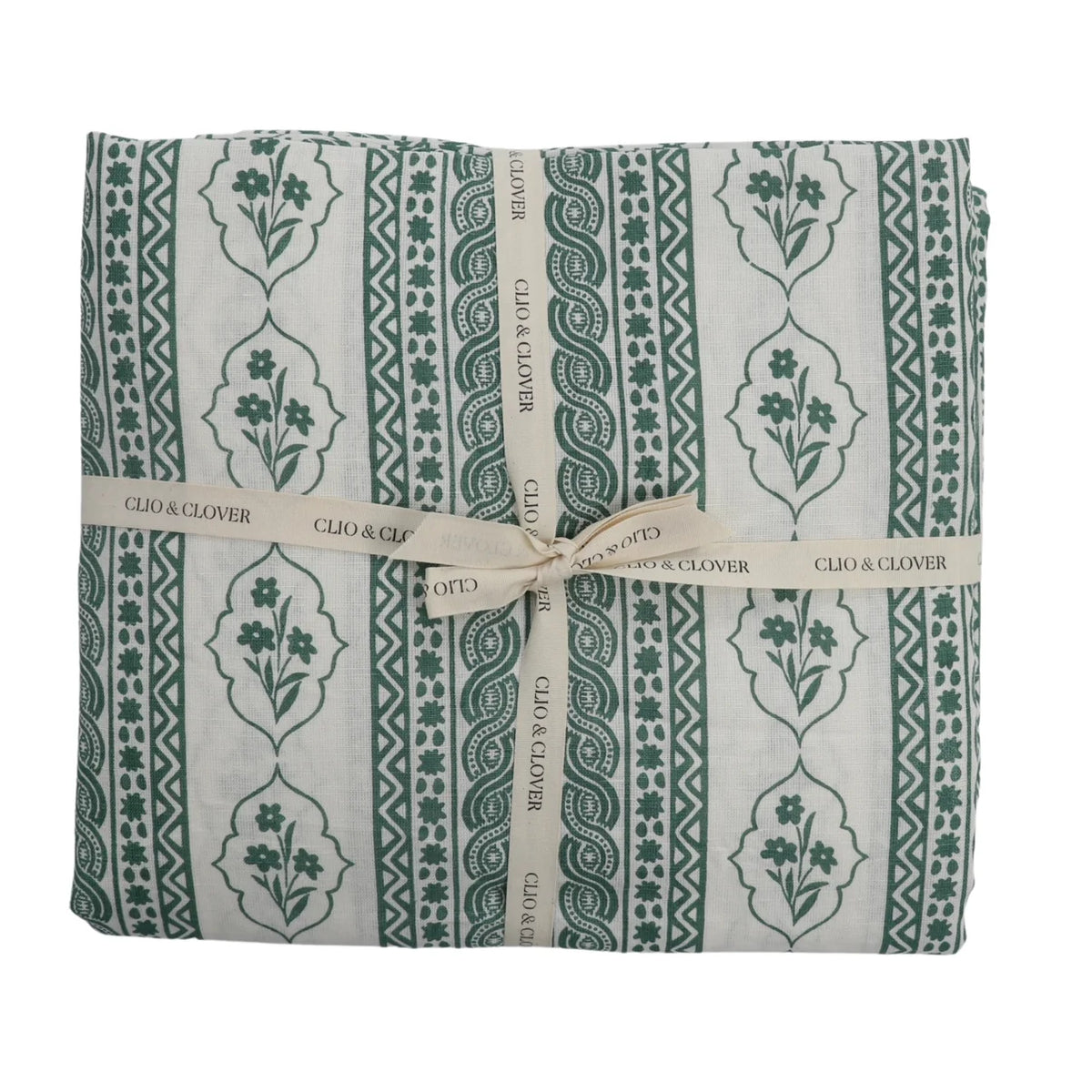 First Bloom Linen Blend Tablecloth - Emerald Green