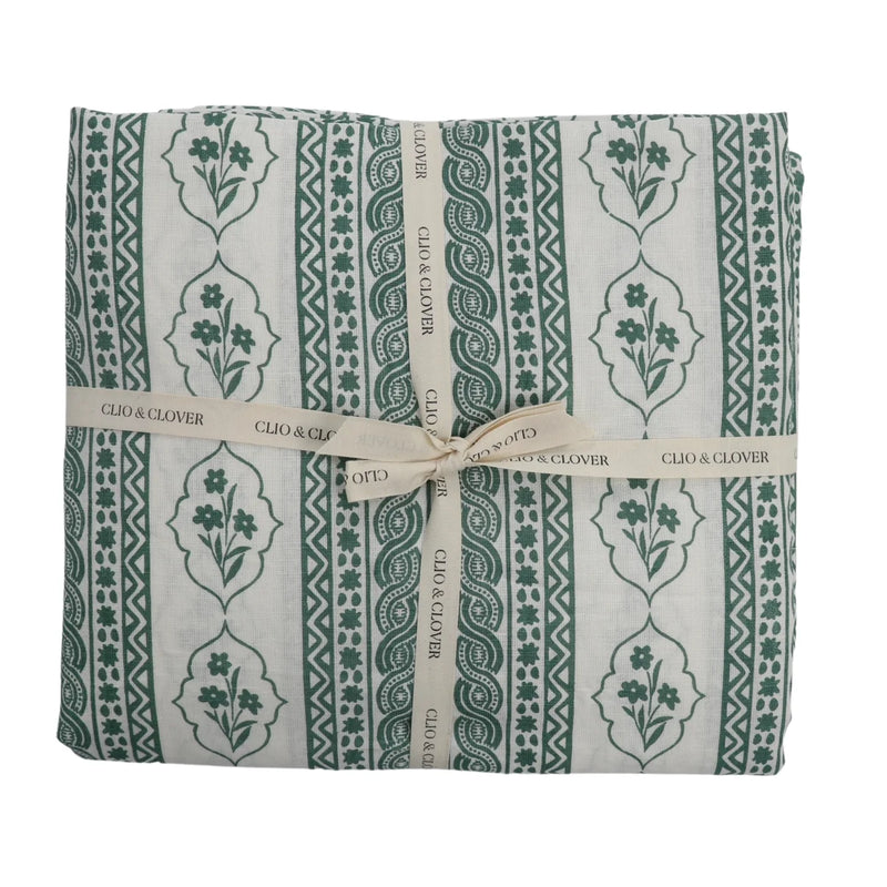 First Bloom Linen Blend Tablecloth - Emerald Green