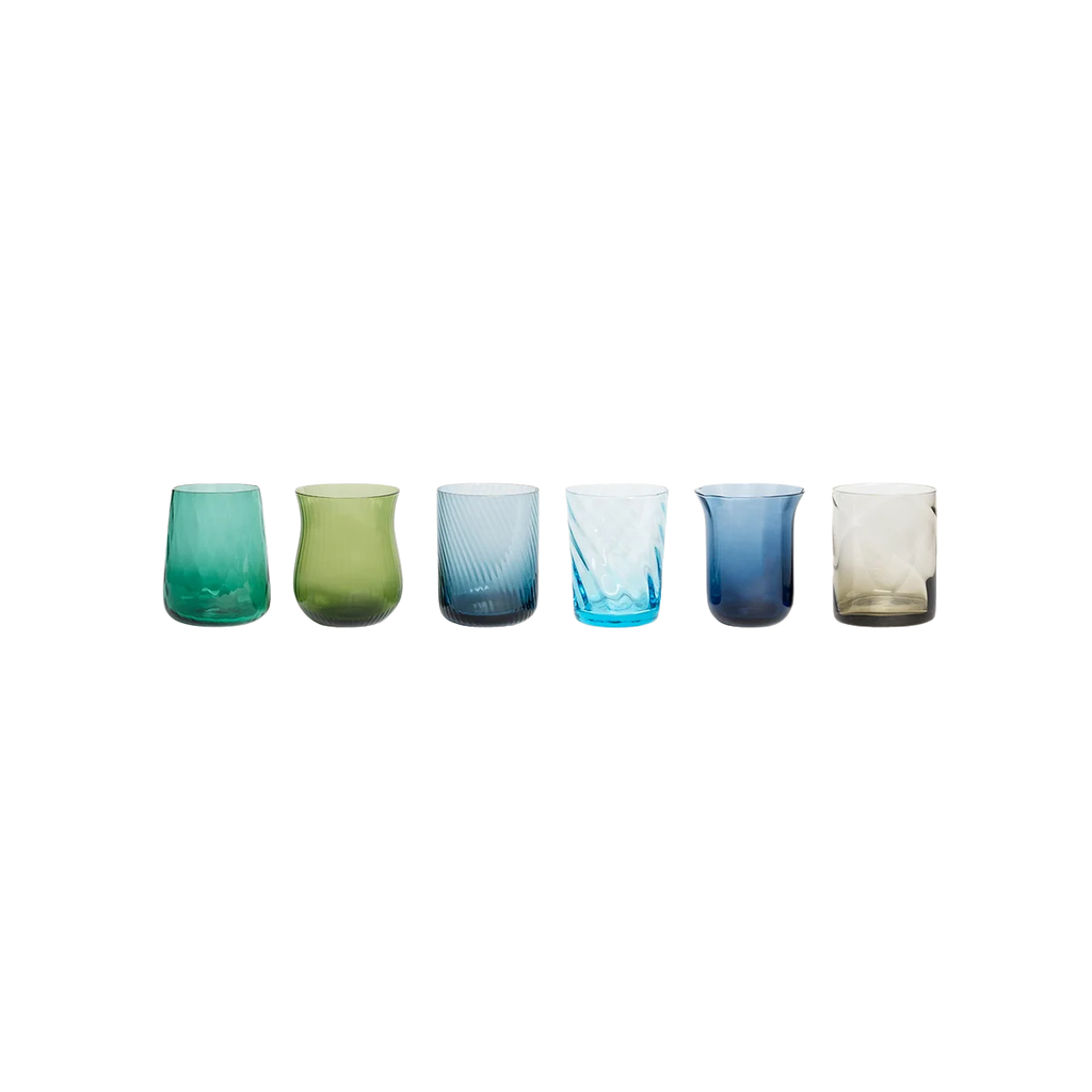 Set of 6 Textured Tumblers, Blue/Green