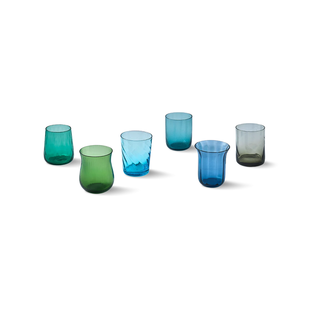 Set of 6 Textured Tumblers, Blue/Green