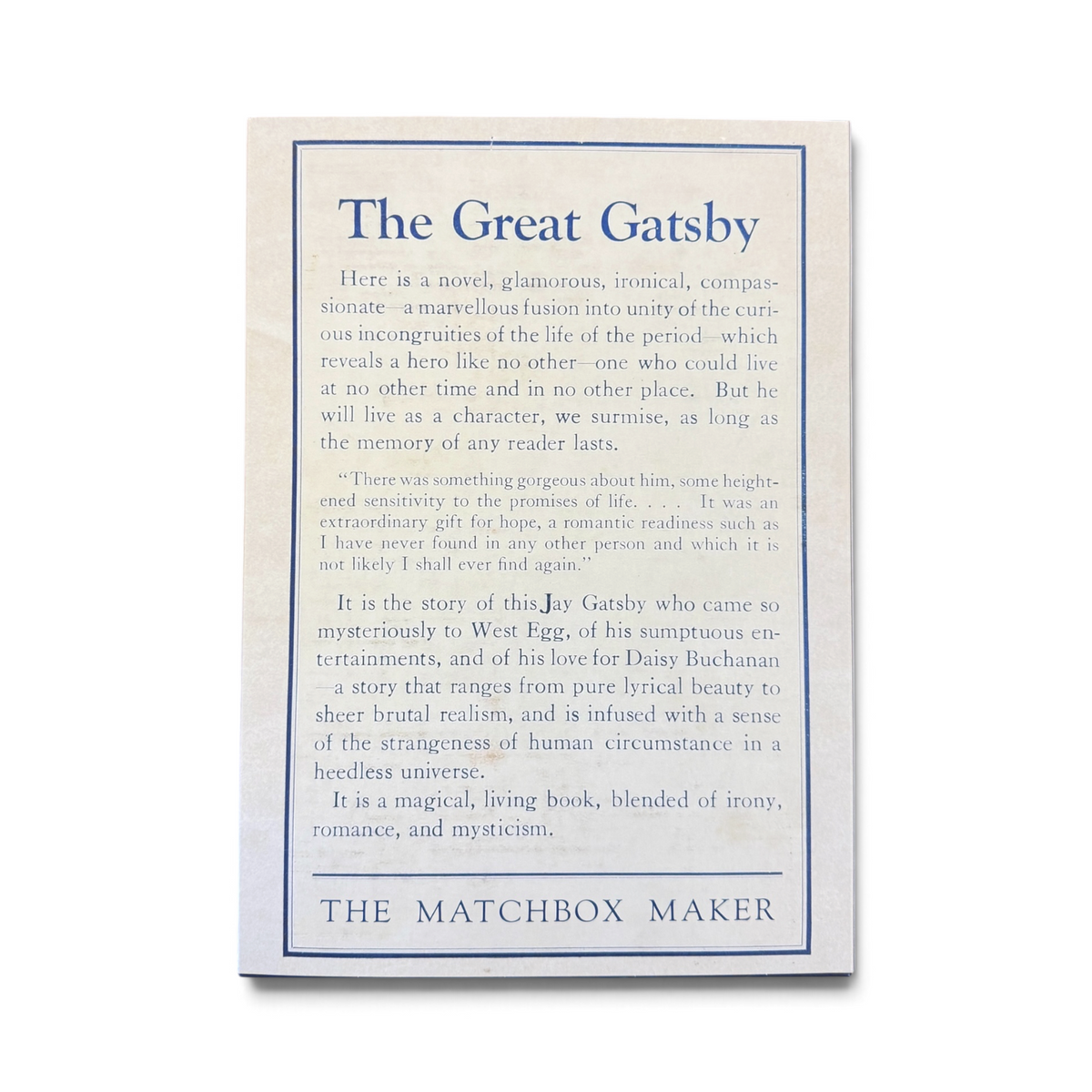 The Great Giant Gatsby Matchbox