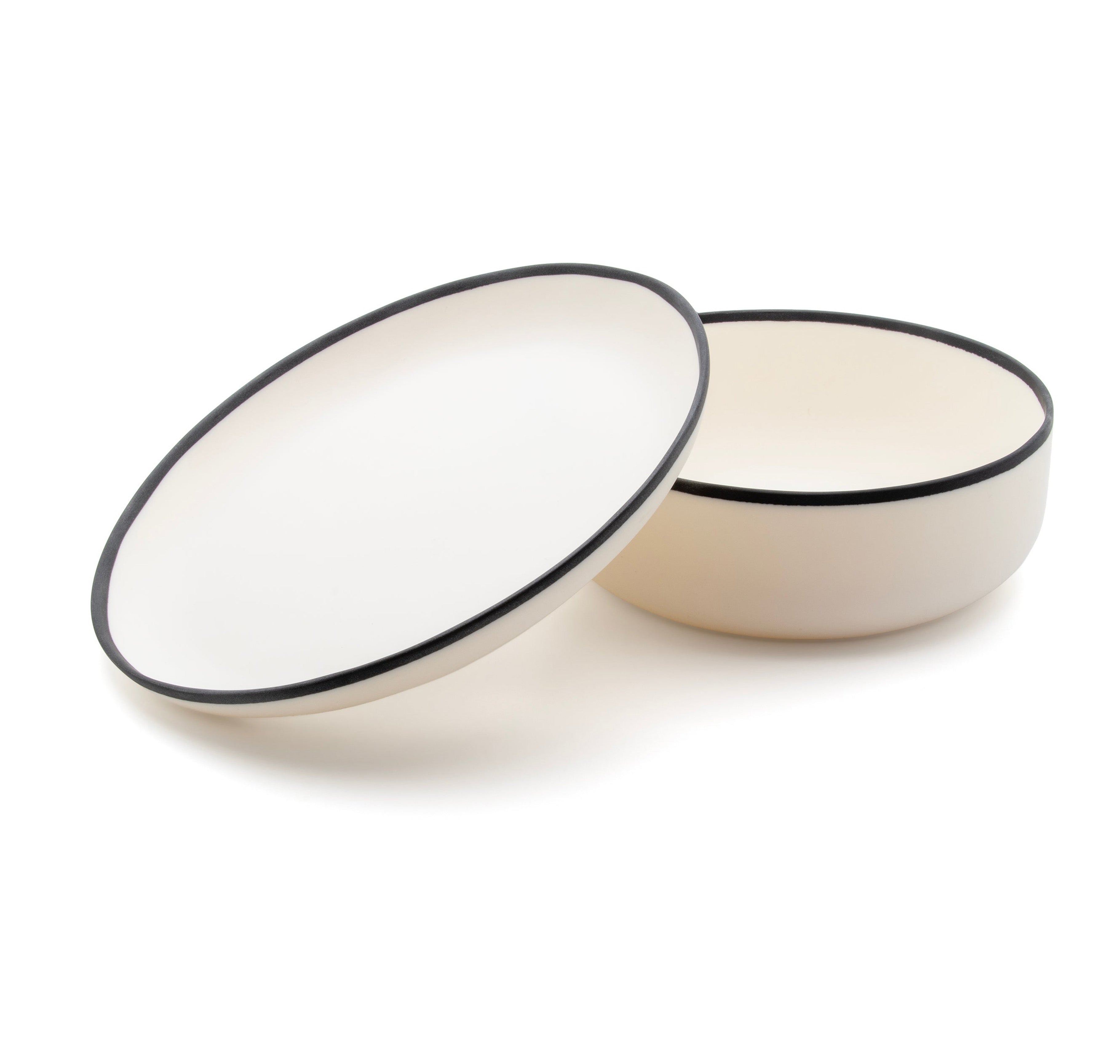 Handmade Ligne Large Plate and Medium Bowl Set