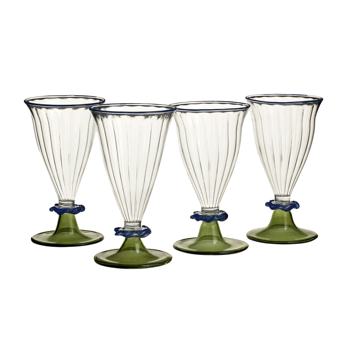 Handblown Palace Walk Wine Glass Set, Set of 4 - Green