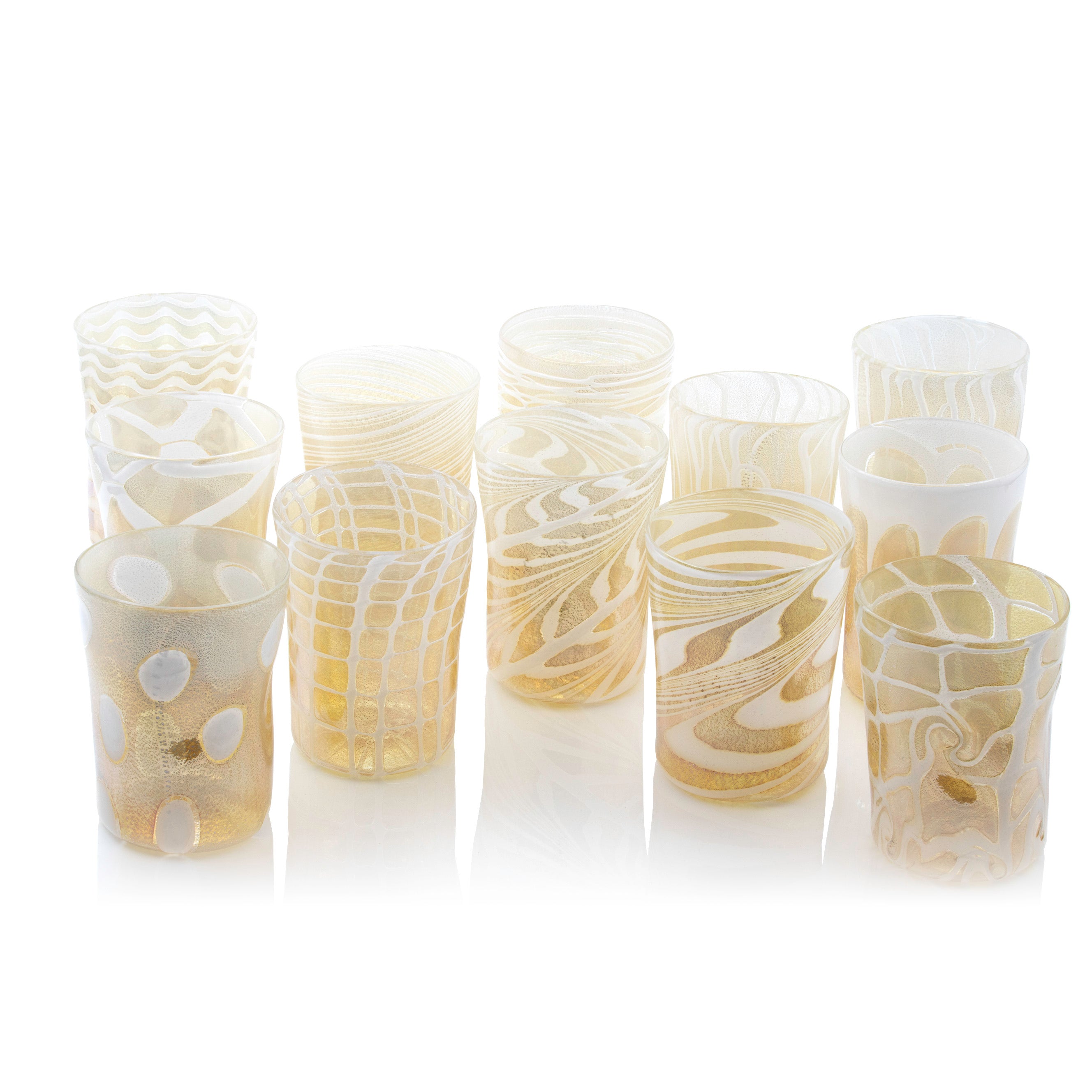Ernest Handmade White & Gold Murano Tumbler Glass