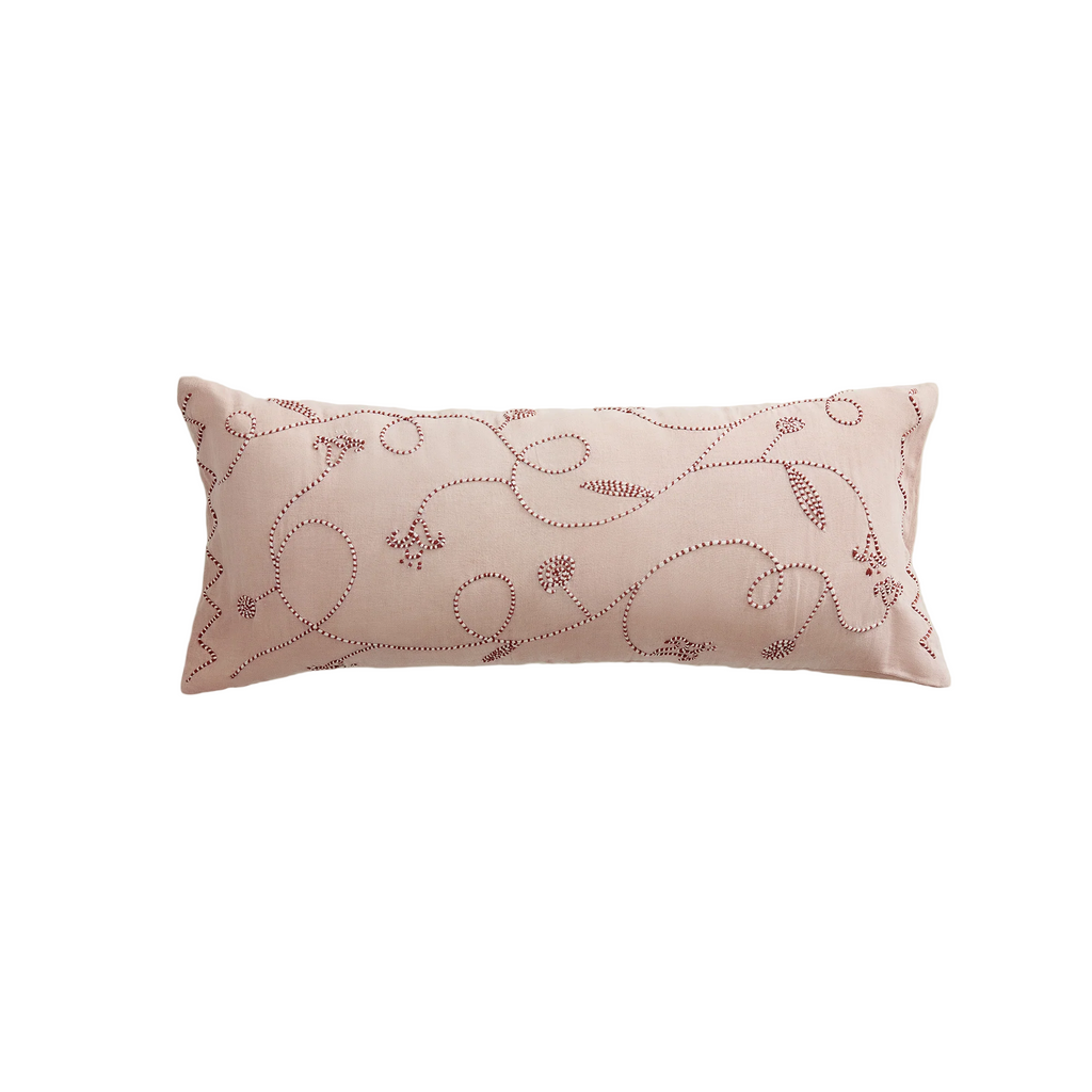 Lotus Trail Hand Embroidered Bolster Cover