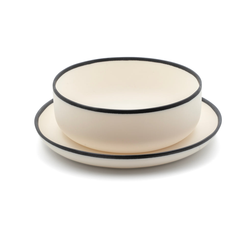 Handmade Ligne Large Plate and Medium Bowl Set