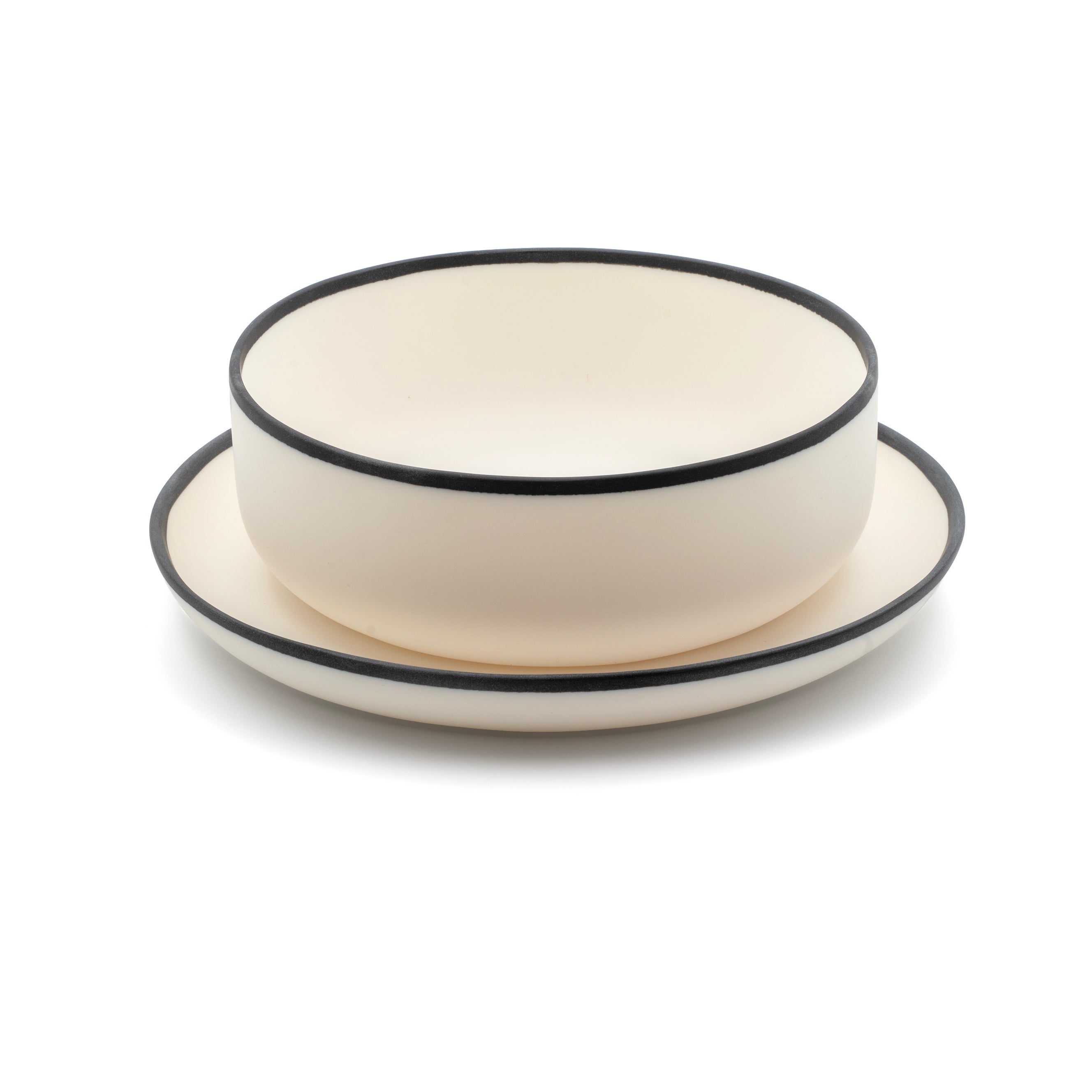 Handmade Ligne Large Plate and Medium Bowl Set