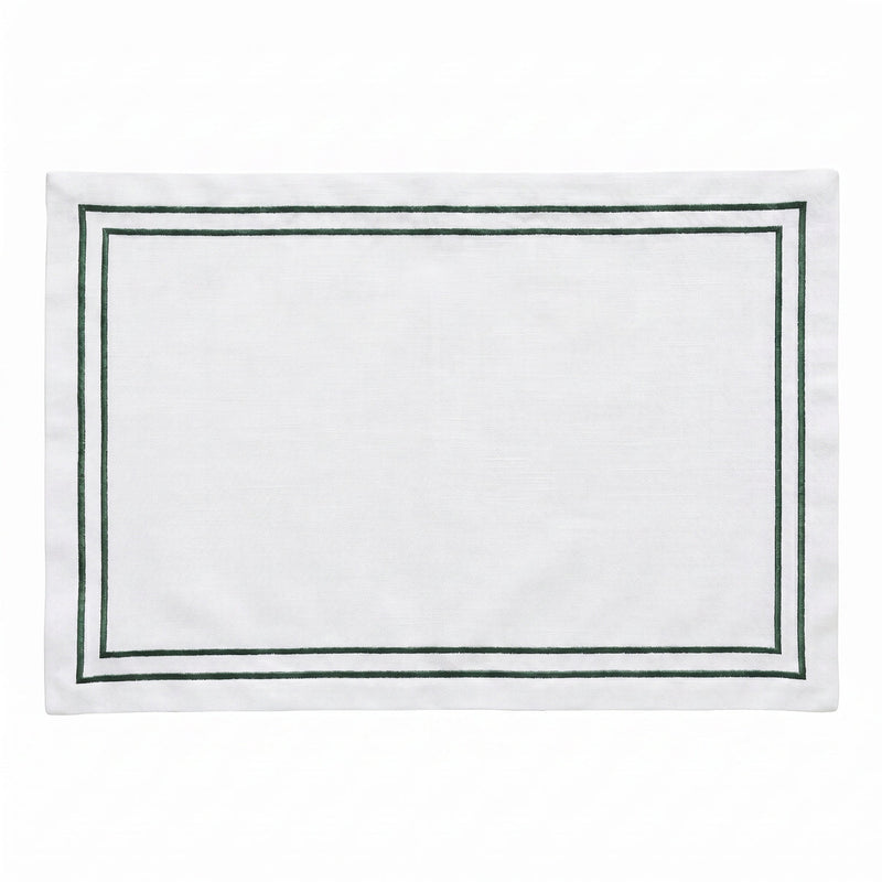 Embroidered Double Stripe Linen Placemats