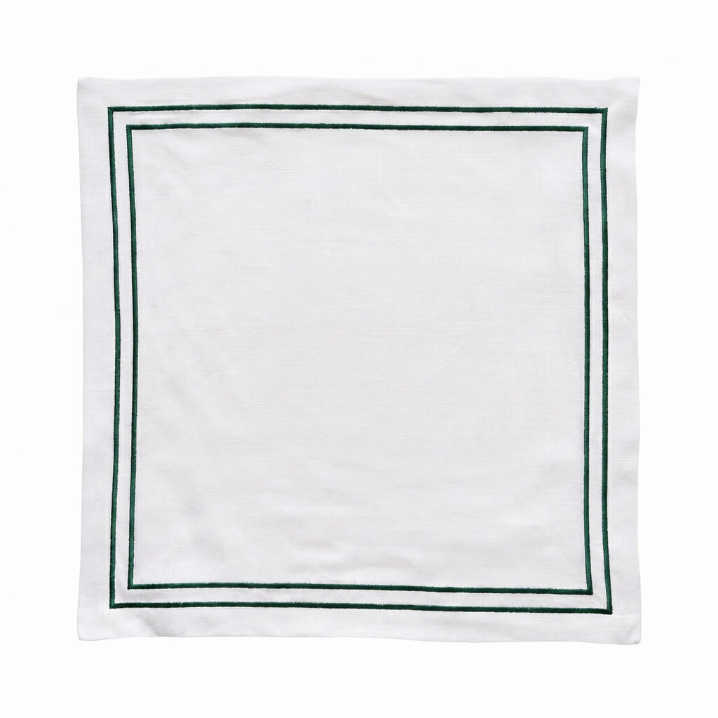 Embroidered Double Stripe Linen Napkins